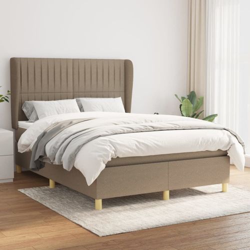 Vidaxl Lit À Sommier Tapissier Avec Matelas Taupe 140x190 Cm Tissu
