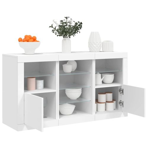 Vidaxl Buffet Avec Lumières Led Blanc 123x37x67 Cm