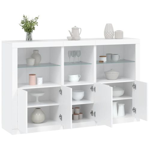 Vidaxl Buffet Avec Lumières Led Blanc 162x37x100 Cm