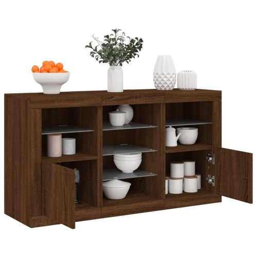 Vidaxl Buffet Avec Lumières Led Chêne Marron 123x37x67 Cm