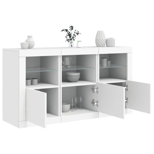 Vidaxl Buffet Avec Lumières Led Blanc 123x37x67 Cm