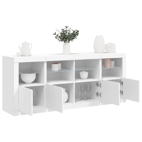 Vidaxl Buffet Avec Lumières Led Blanc 163x37x67 Cm