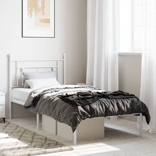 Vidaxl Cadre De Lit Métal Sans Matelas Et Tête De Lit Blanc 100x190 Cm