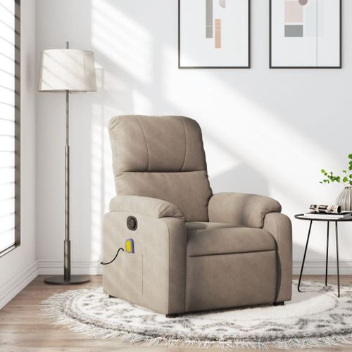 Vidaxl Fauteuil Inclinable De Massage Taupe Tissu Microfibre