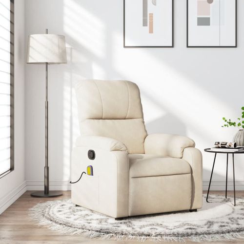 Vidaxl Fauteuil Inclinable De Massage Beige Tissu Microfibre