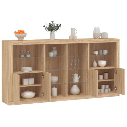 Vidaxl Buffet Avec Lumières Led Chêne Sonoma 202x37x100 Cm