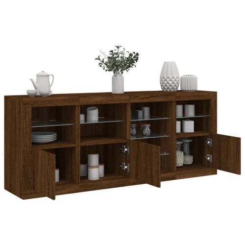 Vidaxl Buffet Avec Lumières Led Chêne Marron 164x37x67 Cm
