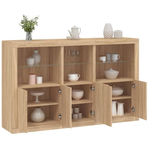 Vidaxl Buffet Avec Lumières Led Chêne Sonoma 162x37x100 Cm