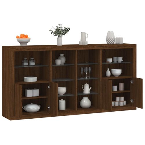 Vidaxl Buffet Avec Lumières Led Chêne Marron 202x37x100 Cm