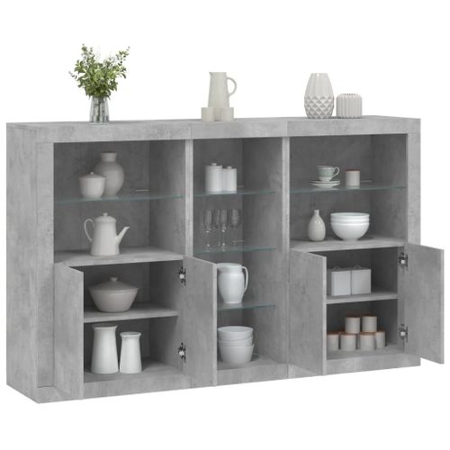 Vidaxl Buffet Avec Lumières Led Gris Béton 162x37x100 Cm