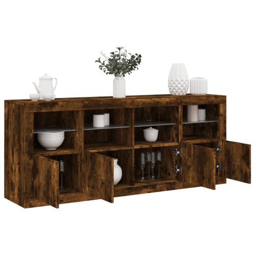 Vidaxl Buffet Avec Lumières Led Chêne Fumé 163x37x67 Cm