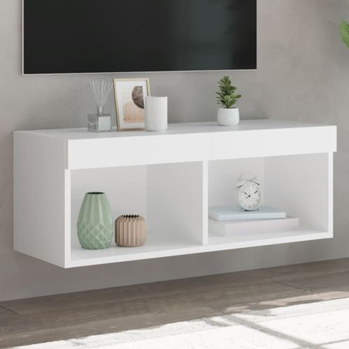 Vidaxl Meuble Tv Avec Lumières Led Blanc 80x30x30 Cm