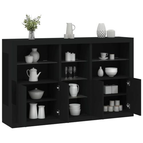 Vidaxl Buffet Avec Lumières Led Noir 162x37x100 Cm