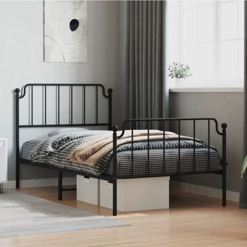 Vidaxl Cadre De Lit Métal Sans Matelas Avec Pied De Lit Noir 100x190cm