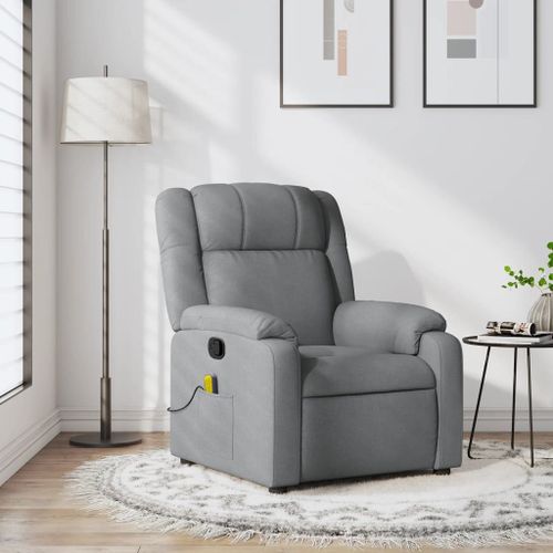 Vidaxl Fauteuil De Massage Inclinable Gris Clair Tissu
