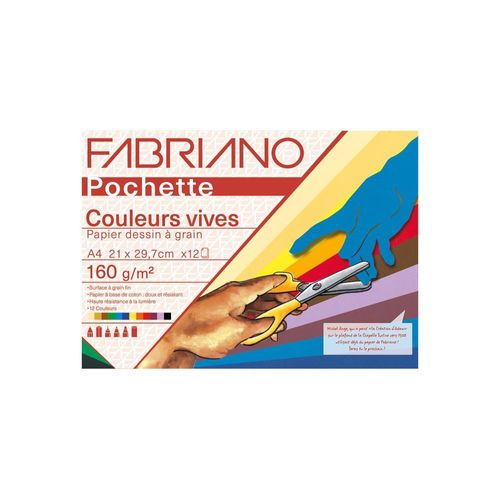 Fabriano Papier Couleur - Pochette 21x29,7cm - 160 Gsm - 12 Feuilles