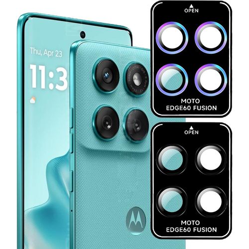 Sjzg-Caméra Arrière Protecteur Pour Motorola Moto Edge 60/60 Fusion/ 60 Pro,Couverture Anneau Alliage Aluminium En Verre Trempé 9h, Protection Individuelle,Multicolores & Noir