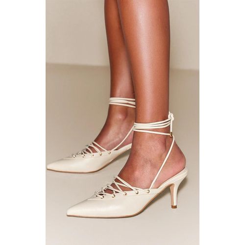 Escarpins Style Mules Crème Lacets Crème