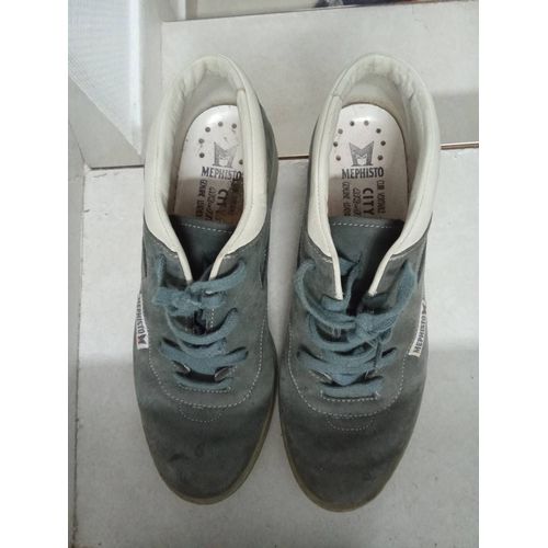 Belles Chaussures Méphisto 100%Cuir Bleu Femme. Taille 4.5 Eur Et 7 Us