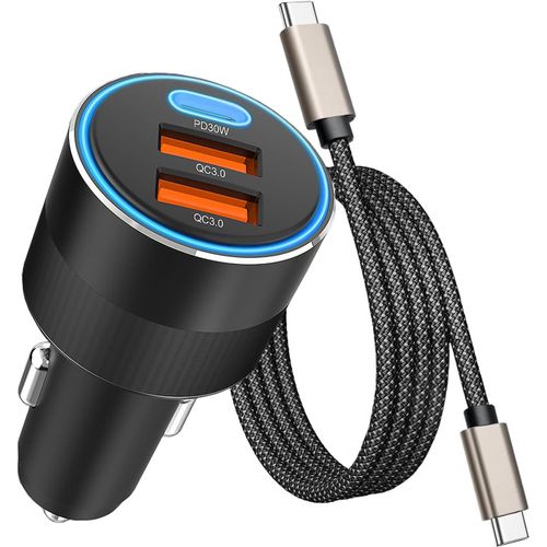 66w Chargeur Usb C Allume Cigare Rapide De Voiture Pd30w + Dual Qc 3.0 18w,Adaptateur Usb C Prise Allume-Cigare Avec 1m Cble De Usb C Charge Rapide 3a.[F2991]