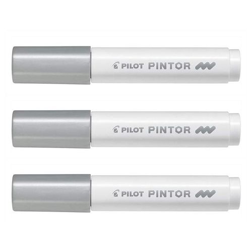 Pilot Lot De 3 Marqueurs À Pigment Pintor, Medium, Argent