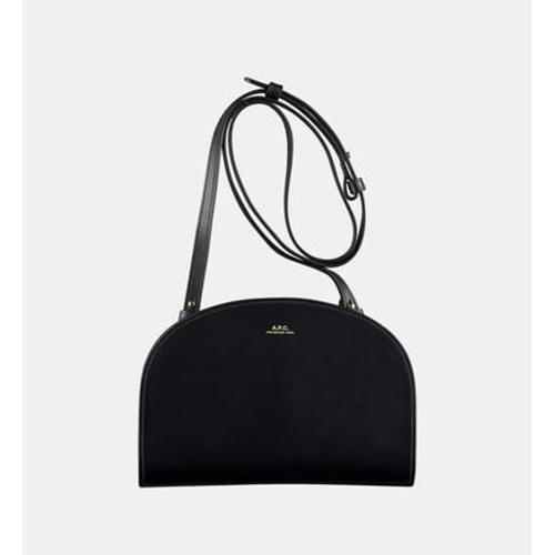 A.P.C. - Sac besace clutch demi lune cuir - Noir