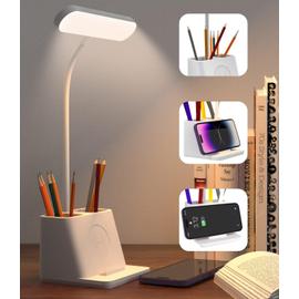 Lampe de bureau led, lampe de chevet tactile avec 3 niveaux de luminosité,  lampe de table led avec affichage dimmable, réveil, calendrier, affichage  de la température, noir