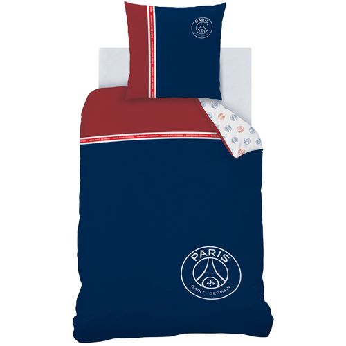 Parure De Lit Imprimée 100% Coton, Psg Minimaliste Bleu Marine