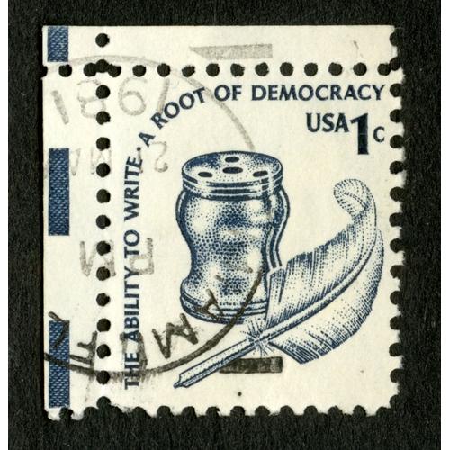 Timbre Oblitéré Usa, The Ability To Write, A Root Of Democracy, 1c