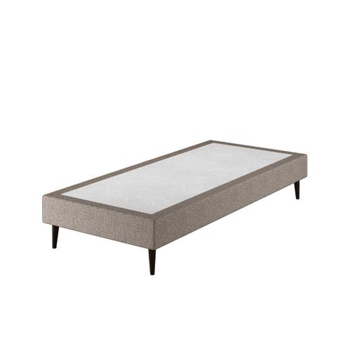 Le Roi Du Matelas - Sommier Cosmos Deco Taupe - 90x200 Cm - Cadre Bois Massif Recouvert De Tissu - Lattes Bouleau / Hêtre - Soutien Ferme