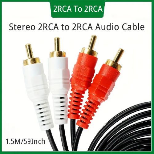 CABLE 2 RCA MALE / 2 RCA MALE 1,50 m mètres AUDIO STEREO CONTACTS NICKEL