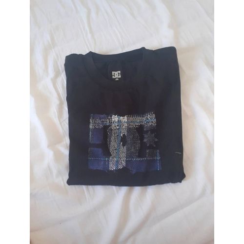 T-Shirt Noir Dc Avec Logot Bleu