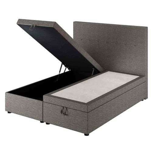 Le Roi Du Matelas - Lit Coffre Cassia Gris - 160x200 Cm - Cadre En Mdf / Hêtre - Hauteur 38 Cm