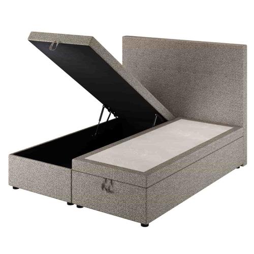 Le Roi Du Matelas - Lit Coffre Cassia Taupe - 90x190 Cm - Cadre En Mdf / Hêtre - Hauteur 38 Cm