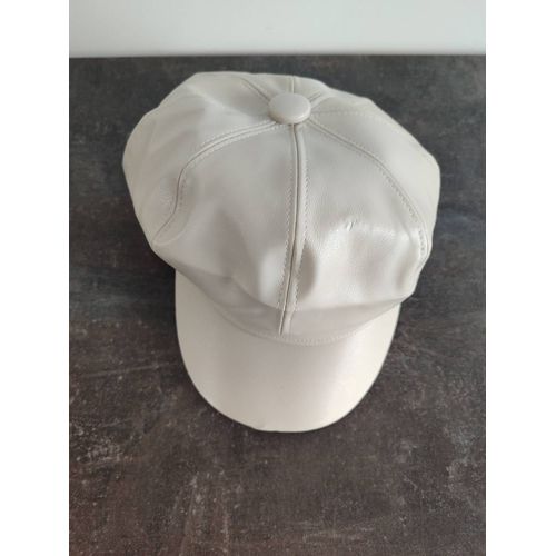 Chic Et Élégant Béret Crème En Simili Cuir Pour Femme