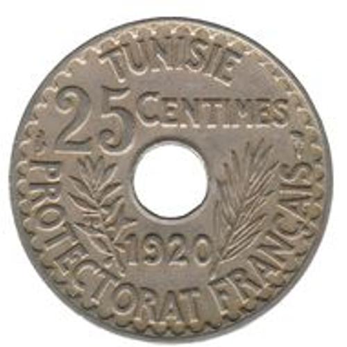 Pièce 25 Centimes Tunisie Protectorat Français - 1920