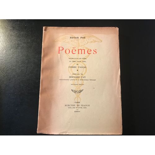Edgar Poe - Poèmes -Traduction De Pierre Pascal (Mercure De France - 1942 - Deuxieme Édition)