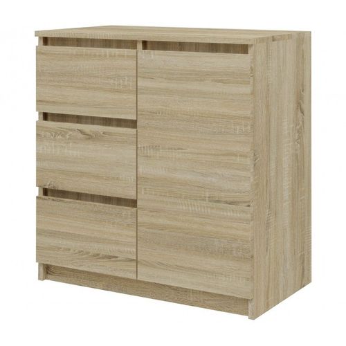 Dunja - Buffet 1 Porte 3 Tiroirs - Dimensions 80x40x75 Cm - Rangement Séjour - Style Moderne - Sonoma