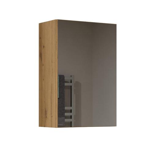 Tonni - Armoire De Toilette Murale 1 Porte - Meuble Sdb Avec Miroir - Dimensions 40x22x60 Cm - Rangement Salle De Bain - Chêne