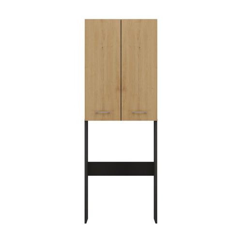 Como - Meuble Pour Machine À Laver Style Moderne - 183x64x30 - 2 Portes+4 Étagères - Gris&aspect Bois