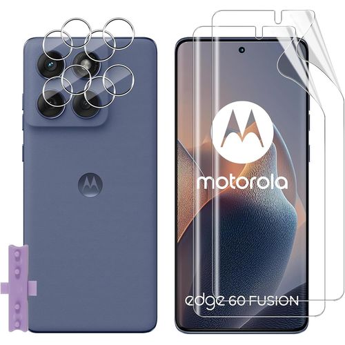 Pour Motorola Moto Edge 60 Fusion/ 60 Pro/ 60 Protection Écran, 2+2 Pièces Tpu Protecteurs D'écran + Verre Trempé Caméra Arrière Protecteur, Hd Anti-Empreintes Film Protection Écran