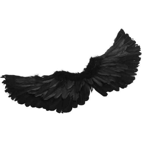 Black Angel Wings Costume Art Stage Halloween Cosplay Wings Halo Bandeau Ensemble Pour Enfants Adultes &lpar;Grandes Ailes Noires&rpar;