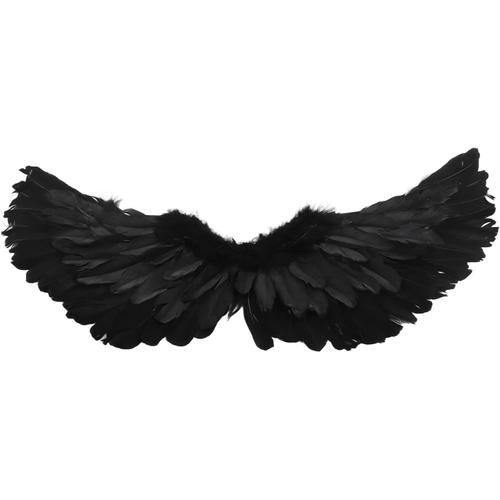Black Angel Wings Costume Art Stage Halloween Cosplay Wings Halo Bandeau Ensemble Pour Enfants Adultes &lpar;Ailes Moyennes Noires&rpar;