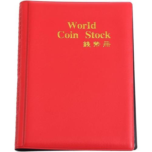 Coin Album 10 pages 120 poches World Coin Stock Album Book Case Coin Holders Collection Storage Coin Collecting Holders Penny Pockets rouge
