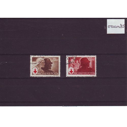 Hongrie 1944 : Timbres De La Croix-Rouge - Lot De 2 Timbres Oblitérés