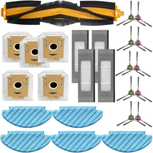 Lot de 25 pièces de rechange compatibles avec les aspirateurs robots Ecovacs Deeboot N10 / N10 Plus ¿ sacs à poussière 4 filtres HEPA