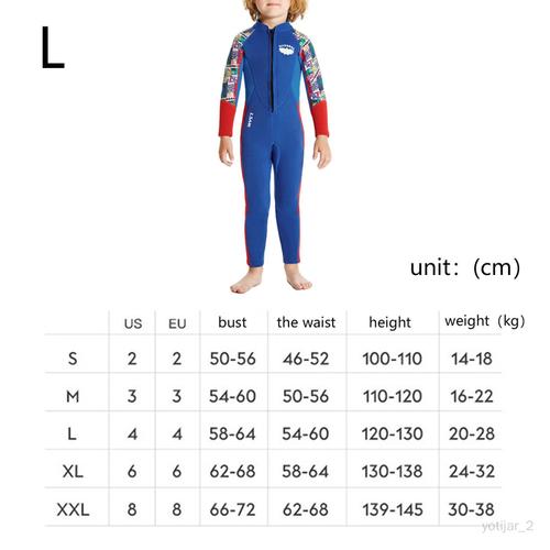 Combinaison De Protection Contre Cutanées Pour Enfants, Tenue Chaude À Manches Longues, Combinaison Humide, Combinaison De Plongée En L Bleu