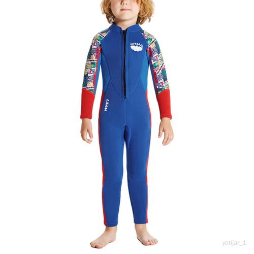 Combinaison De Protection Contre Cutanées Pour Enfants, Tenue Chaude À Manches Longues, Combinaison Humide, Combinaison De Plongée En M Bleu