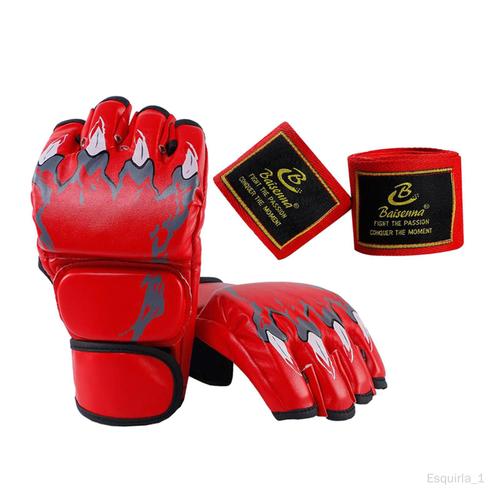 Gants De Demi-Doigt, Gants Mma Pour L'entraînement De Pour Rouge