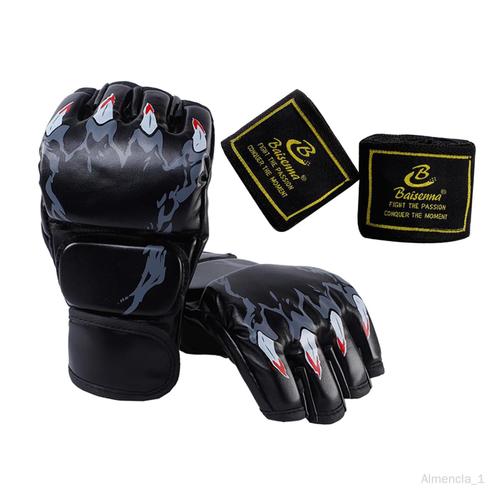 Gants De Demi-Doigts, Gants De Sparring, Gants De De , Gants Mma Pour Grappling Noir